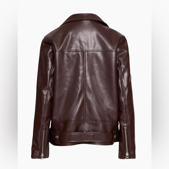 Aritzia Wilfred Lightning Faux Leather Jacket Rich Mocha Brown XXS *NWOT* - Picture 2 of 9